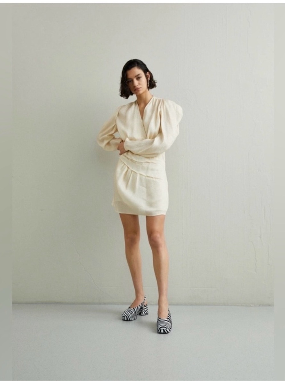 NWOT $715 IRO Lorell Lurex Silk Gold Cream Elegant Wrap Dress - M